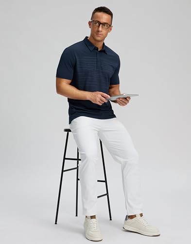 Image of Men's Golf Shirts Dry Fit Moisture Wicking Performance Short Sleeve Collared Polo Shirts for Casual Athletic Business