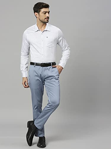 Image of HammerSmith Men's Printed Slim Fit Cotton Formal Shirt with Spread Collar and Long Sleeves
