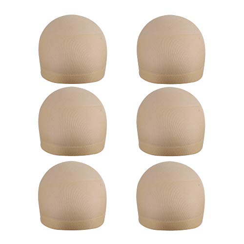 6 pieces Stocking Wig Caps Nylon Breathable Stretchy Wig Caps for Women Makeup (Beige)