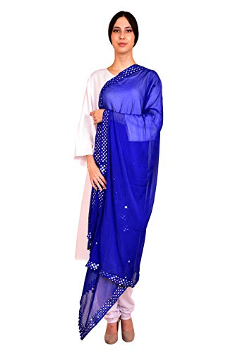 eloria Indian Designer Royal Blue Chiffon Dupatta Stole Women Hijab Scarf Throw2