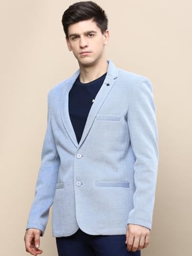 Image of SHOWOFFFF Men Solid Single Breasted Party Blazer | Notched Lapel Full Sleeves Cotton Blazer's for Mens | Slim Fit Regular Length Blazers for Men's
