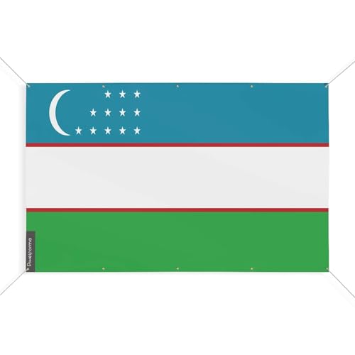 Drapeau Ouzbékistan 100x150 cm avec 10 oeillets pour mât