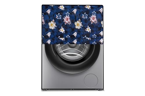 Image of The Furnishing Tree Washing Machine Cover Compatible for Samsung 9Kg Fully-Automatic Front Load WW90T4040CX1TL Floral Pattern Blue - D x W x H : ( 55.9x61x86.4 CM )