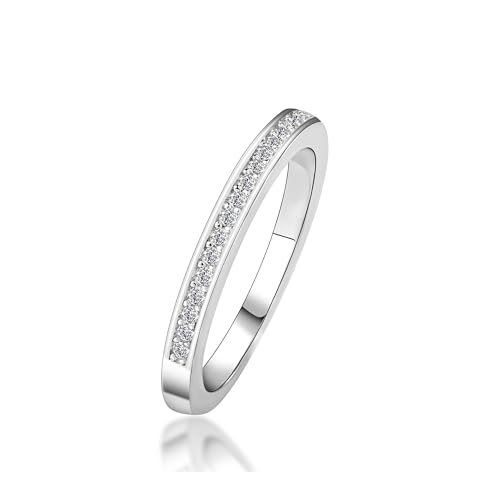 Moissanite Wedding Band for Women, 925 Sterling Silver Semi Eternity Stackable Wedding Band, D Color VVS1 Engagement Anniversary Ring2