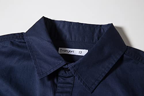 Image of Tronjori Boys Short Sleeve Button Down Casual Woven Shirt Two Pockets