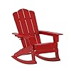 Flash Furniture Newport Adirondack Rocking Chair with Cup Holder Weather Resistant Poly Resin Adirondack Rocking Chair Red