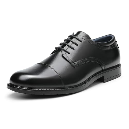 Bruno Marc Men's Dress Oxford Shoes Classic Lace Up Formal Cap Toe Shoes 6.5 Wide Black