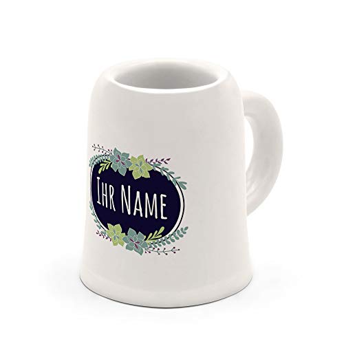 printplanet - Schnapsglas mit Namen oder Wunschtext selbst gestalten - Mini Bierkrug personalisieren und bedrucken - Motiv: Flowers Cover