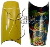 Olive Airbrushed Nail Tips w/Underside Bonsai Tree Design (70 pcs.)