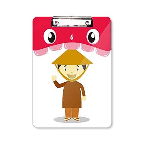 Bloc-notes d'apprentissage A4 au motif le bambou hat vietnam cartoon avec dossier rigide