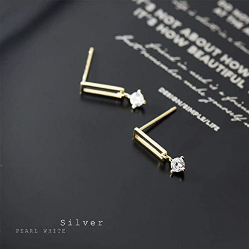 Pendientes de circonita brillante con diseño dulce de tira hueca para mujer 2