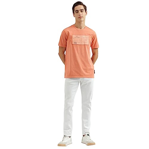 Image of UNITED COLORS OF BENETTON Men's Cotton Applique Crew Neck Relaxed Fit T-Shirt