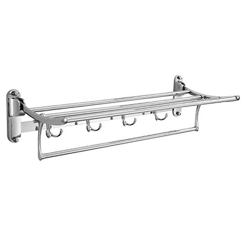 Toallero de baño de doble capa SUS304 plegable con ganchos multifuncional 2