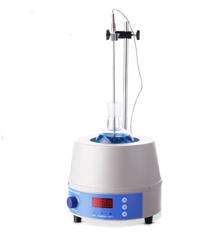BEILOCKERY 110V Stirring Digital Display Thermostatic Heating Sleeve with Support Stand, 1000ML Magnetic Stirrer Heating Mantle with Temperature Sensor, Hemispheric, 350W