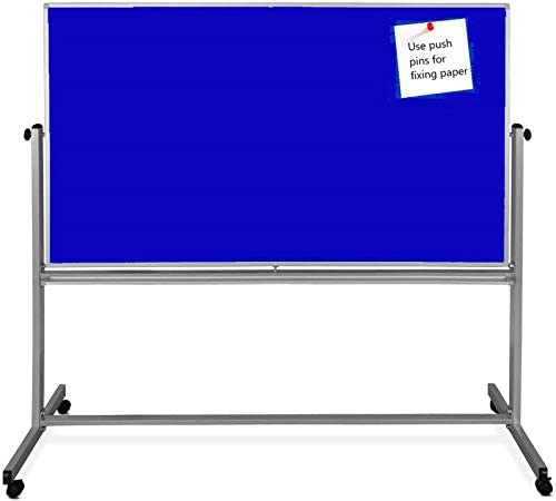 Ultima Series 4x3 Feet Combo Pack of Both Side/Doule Side Reversible Blue Notice Board with Aluminum Frame and 360° Revolving & Portable Board Stand with Movable Wheels-image-47
