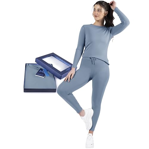 Kickoff Long Johns Ropa interior térmica Pijamas Ligero Base Capa Conjunto L Absorbe la Humedad Suave Cómodo y Acogedor L Fácil Cuidado, Azul mezclilla, M