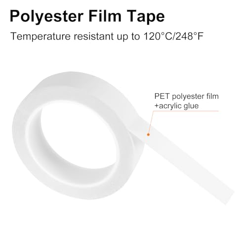 Image of uxcell 1 Rolls White 1.02 Inch x 72 Yards Polyester Film Electrical Tape PET Tape High Temperature Heat Resistant Tape for Transformer Motor Wire 5S Positioning Logo,26mm x 66m
