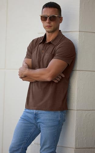 Image of Sailwind Men's Cotton Polo Shirts Short Sleeve Casual Summer Shirts Classic Collared Golf Shirt with Pocket
