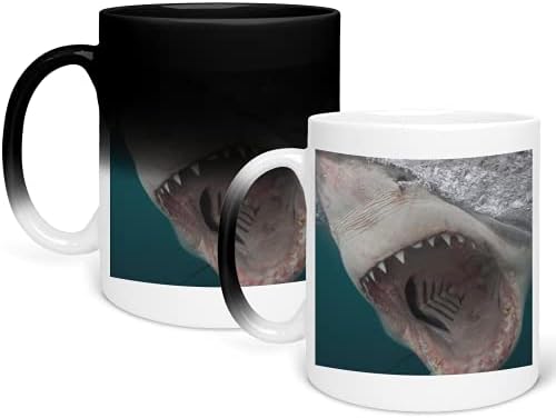 Scary Shark Ocean P203 Color Changing Mug Magic Heat Coffee Mug – Funny Cup for Home Dorm Decoration Taza que cambia de color 325ml
