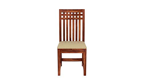 Image of Krishna Wood Decor Solid Sheesham Wood 4 Seater Dining Table | Four Seater Dinner Table with 4 Cushions Chairs | Dinning Table Set 4 Seater for Living Room | Wooden Table & Chairs Set | Teak Finish
