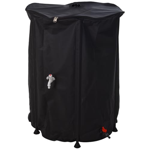 idooka Large Collapsible 500L Waterbutt Rainwater Collector Barrel with Tap, Lid, and Hose Pipe Connector - Black