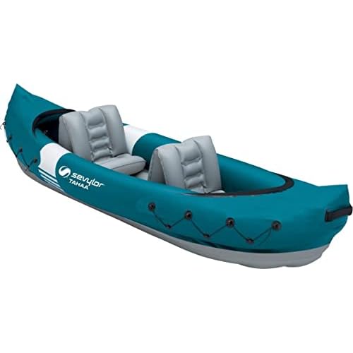 SEVYLOR Tahaa Kajak, Kayak Hinchable para 2 Personas, con Funda de PVC Resistente y Cintas de sujeción para sostener Equipaje, Estructura de Barra para Mayor Estabilidad en el Agua, Talla única