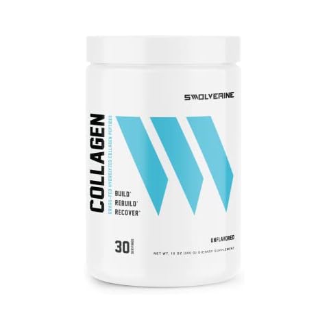Swolverine Collagen | 100% Grass-Fed, Pasture-Raised Hydrolyzed Collagen Peptides, High Absorption, Non-GMO, Gluten-Free, for Hair, Skin, Nails & Joints (30 Servings) (Unflavored) Cover