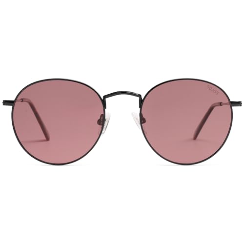 Image of SOJOS Small Round Polarized Sunglasses for Women Men Classic Vintage Shades | Lightweight Stainless Steel Frame UV400 Sun Protection Adjustable Nose Pads SJ1014