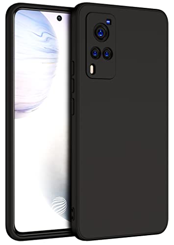 Image of Kapa Matte Lens Protective Back Cover for Vivo X60, Slim Silicone with Soft Lining Shockproof Flexible Full Body Bumper Case (Black)