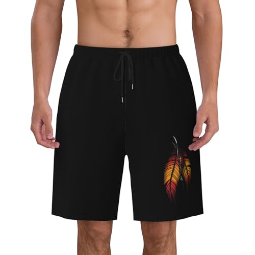 Native American Feather Mens Swim Trunks Quick Dry Board Shorts 7" - Hawaii Beach Swimwear3