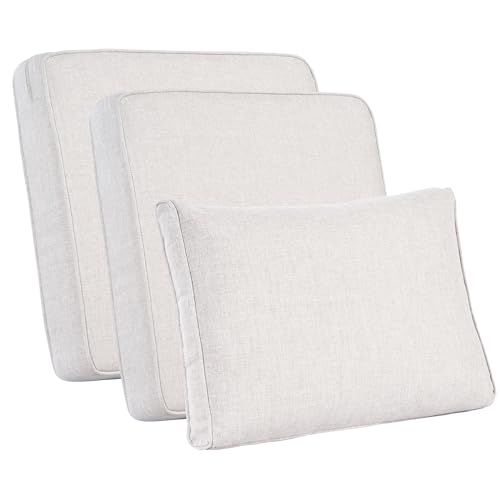 ovios Patio Cushion Covers, Waterproof Cushion Cover for Outdoor Furniture, Sofa, Couch, Ottoman Seat Back Cushion Cover with Zipper (8 Covers, Beige)