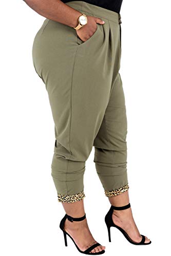 Poetic Justice Plus Size Curvy Women Olive Green Straight Leg Jodhpur Work Pants