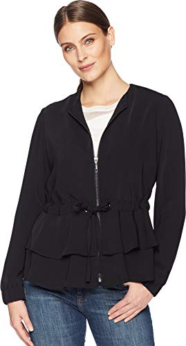 Veste en crêpe femme Nine West noire manches longues avec ceinture taille 6