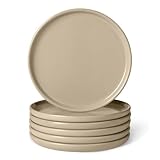 Amazon Basics Piatti per Antipasti in Gres Smaltato, Set di 6 pezzi, Adatti al Microonde e alla Lavastoviglie, 17cm, Grigio Lino