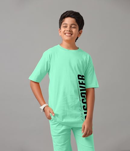 Image of KYDA KIDS Boys 100% Pure Combed Cotton Co-ord Clothing Set Premium Printed T-Shirt & Shorts | Relaxed Fit Summer Outfit for Kids