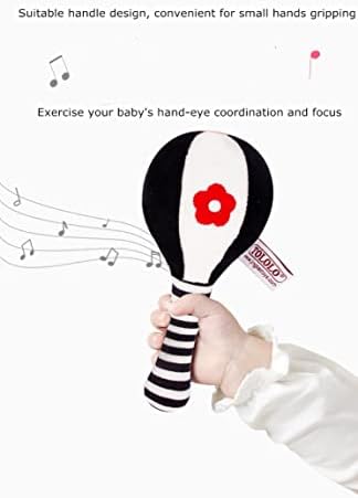 ANCTIC Duck Baby Newborn Rattle Baby Plush Toys - Black and White Maracas & Dumbbells Rattles Baby First Montessori Sensory Toys for 3 4 5 6 Months Boys Girls