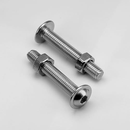 (30 pcs) M5 x 40mm Hex Socket Screws with Flange and Nuts Set 304 Stainless Steel Pan Head Screws, Silver tone, M5x40mm (30 Pieces) - Image 4
