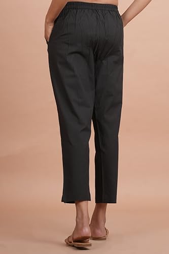 Image of Women's Cotton Ankle Fit Trouser Pants for Women & Girls | Women Regular Fit with Two Pocket Trouser for Office School Formal Casual Daily Use
