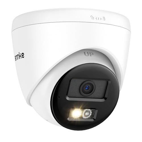 ANNKE 3K PoE Camera with Red & Blue Strobe Flash Light Alarm IP Turret Security Camera Outdoor Indoor Two-Way Audio Color Night Vision AI Human Detection 123 Wide Angle 24/7 Recording IP67