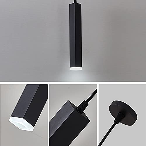 Mozeny 3W Long Tube Pendant Light Aluminum Led Hanging Lamp Square Single Head Suspension Light Kitchen Island Chandelier Bedroom Droplight Bedside Ambient Light Adjustable Height Lighting Fixture #TOP5