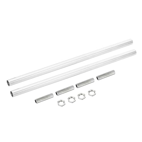 Image of MECCANIXITY Threaded Extension Rod, 9.8 inch Lamp Pipe with Connector Light Fixture Parts for Pendant Light Island Lighting Chandeliers Stems, Silver 2 Set