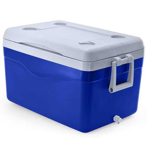 El Mejor Listado de Neveras favoritos de las personas. 48 Guateplast - Hielera Portátil de 50 litros (53 QT) | Capacidad para 70 Latas | Hielera Resistente y Liviano | Cooler - Hielo | Cooler Grande | Familiar | Color Azul