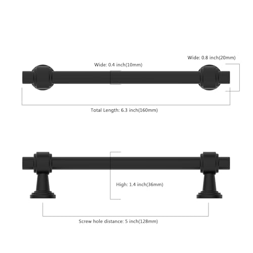 Image of 10 Pack 5 inch(128mm) Matte Black Cabinet Pulls Kitchen Cabinet Handles Black Cabinet Hardware Drawer Pulls for Cupboard CK0081