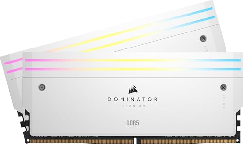 CORSAIR Dominator Titanium RGB DDR5 RAM 96GB (2x48GB) 6000MHz CL30-36-36-76 1.40V AMD Expo Intel XMP 3.0 Memoria de Ordenador de Sobremesa – White (CMP96GX5M2B6000Z30W)
