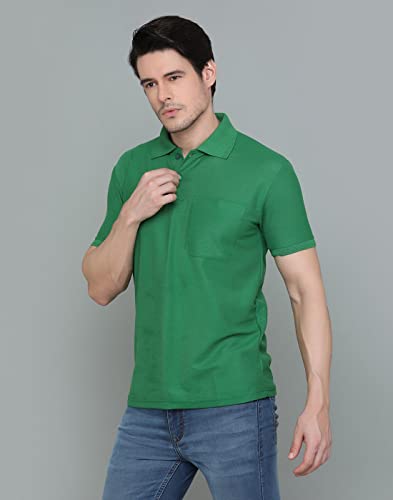 Image of INKKR Men's Polo Neck Half Sleeve Cotton Blend Regular Fit T-Shirt With Pocket