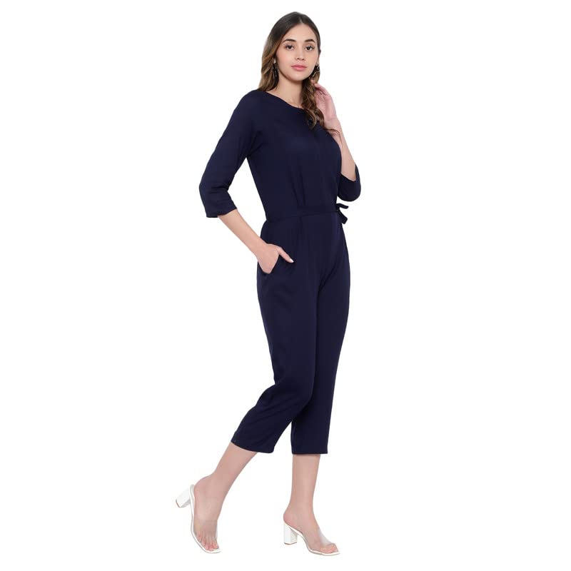 Image of Women's Knee Length Full sleeves jumpsuit (multicolor)
