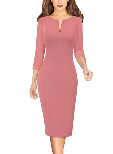Image of VFSHOW Womens Work Business Office Zipper Up Slim Bodycon Sheath Dress