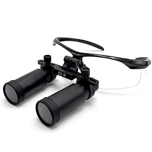 ZNEL Lupa 6X420mm Distancia De Trabajo Cristal Óptico Quirúrgico Lupas Quirúrgicas,Lupa De Ojo Binocular, Marco Negro Goggle Médico Operación