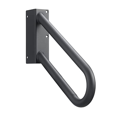 Hold Tight Handrails Steel Jamb-Mount Handrail - Heavy Duty Stair Railing for Decks Porch Mobile Homes Short Stairway - Weatherproof & Non-Slip Powder Coated Finish - [Right Handed] [18] [Black]