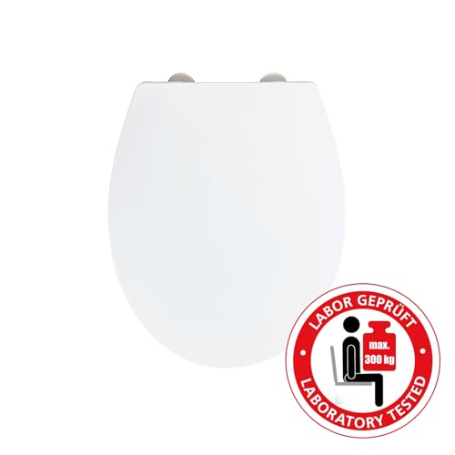 WENKO WC-Sitz Toilettendeckel mit Absenkautomatik (Softclose), abnehmbar durch Fix-Clip, O-Form, bruchstabiler Thermoplast, weiß, Mod. Ostuni